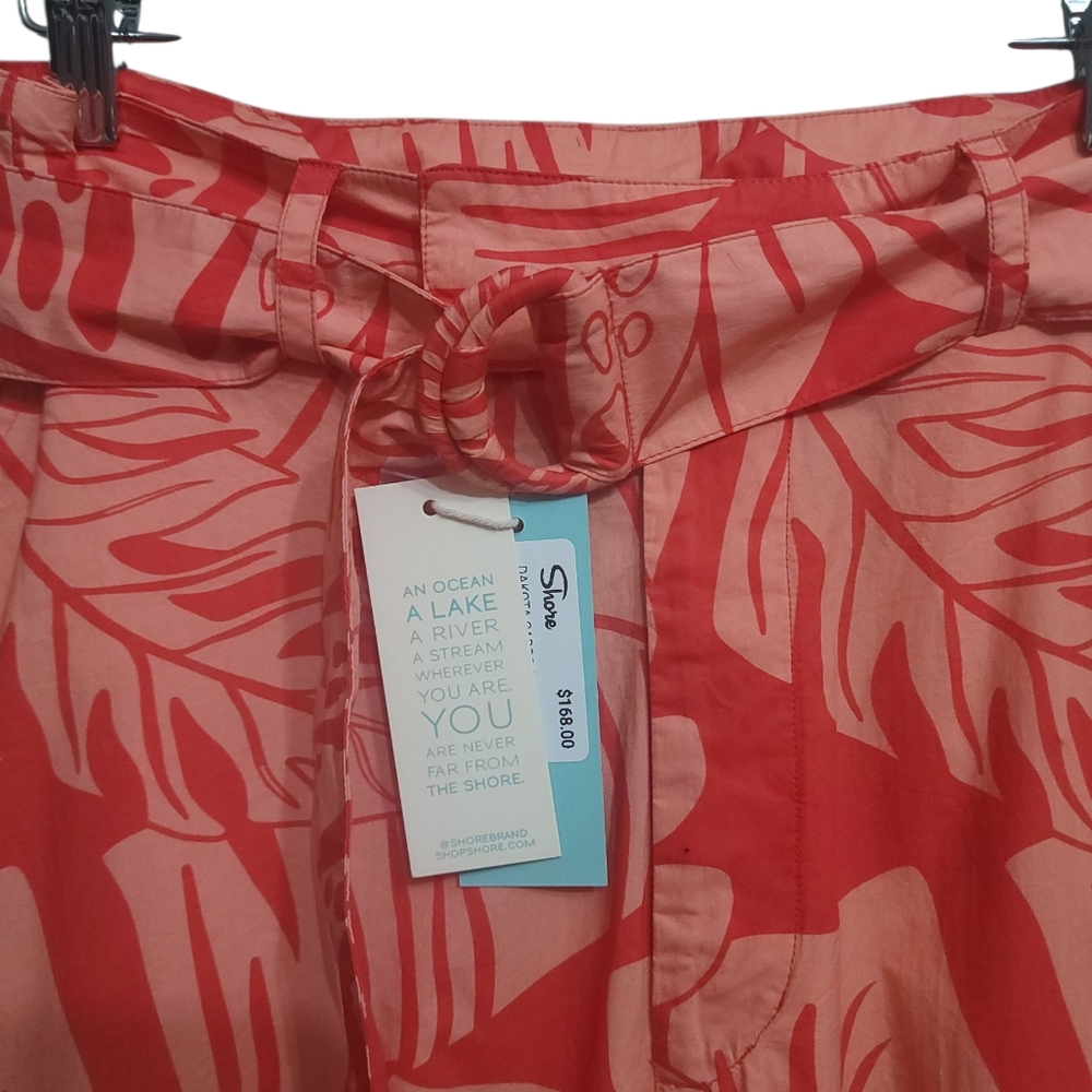 Shore Resort Wear W Dekota Cargo Pant Coral Palms With Belt High Waist Flare S - Picture 4 of 11